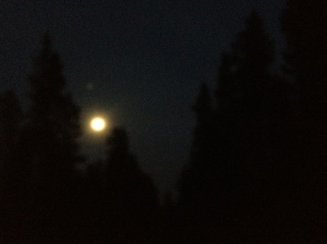 The moon hovering over our "campsite" 